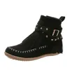 Boots Plus Size35-43 Fringe Roma Mocassins Mulheres Sapatos De Borracha De Salto Flat De Borracha Para Baixo 2cm Mujer Botas1