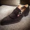 2021 Nuove nappe da uomo Scarpe Primavera Autunno Pelle scamosciata Tessel Fibbia laterale Scarpe da uomo Mocassini da uomo HG331