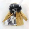 Girl Down Jacket Winter Faux Fur Coat Liner Detachable Long Parka Warm Outer Wear High Quality Baby Clothes 211204