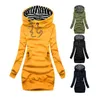 Casual Dresses Damen Sweatshirt Pullover Gestreifter Kordelzug Langer Pullover 2021 Frühling und Herbst Mode Weibliche Hoodies Kleidung