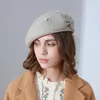Chapéus Stingy Brim 2021 Retrô de Lã Francesa Feminino Boina de Inverno Chapéu de Feltro com Laço Fedoras Coquetel Vestido Formal Fascinador