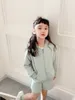 어린이 Tracksuit Kids Girls 지퍼 자켓 반바지 2pc / 코튼 캐주얼 스포츠웨어 옷