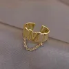 Anillos de oro con apertura de letras M para mujer, cadena gótica de acero inoxidable, joyería de moda coreana, conjunto de anillos inusuales para fiesta para chica 2021