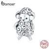 Bamoer Authentic 925 Sterling Silver Baby Sheep Animal Metal Metal Pärlor För Smycken Gör Silver Charm Fit Original Armband BSC187 Q0531