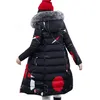 冬の女性のフード付きコートの毛皮の襟厚い暖かい長いジャケットの女性の上りパーカーレディースChaqueta Feminino 211013