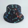 Visgraten Print Omkeerbare Emmer Hoed Panama Bob Hip Hop Cap Vrouwen Mannen Zomer Zonbescherming Visser Hoeden1180575