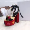 European and American super heel walking sandals women's thick soled open toe knot Roman bow love