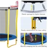 5.5ft-trampolines voor kinderen 65 inch buiten indoor mini peuter trampoline met behuizing, basketbalhoepel en bal inclusief A51