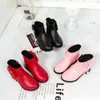 Girls Boots Fashion Princess Kids Ankle Boots Floral With Pearl Pendant Warm Cotton Winter Children Rubber Boots For Girl Flower 211108