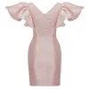 Ocstrade Ruffles Pink Party Dress Arrival Sexy Bodycon Women Summer Draped Mini Night Club Birthday Outfits 210527