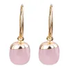 Pine Cône en forme de quartz Rose Poudre Rose Crystal Crystal Edge Boucles d'oreilles Dangle lustre