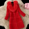 Luxury Winter Faux Fur Coat Women Thick Long Sleeve Jacket Fashion Women Fake Fox Furs Collar Outerwear Women Warm Coats
