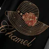 Plus Size Cappello Diamond Drilling T-Shirt per le donne Estate manica corta nera Tops Tees Fashion T-shirt in cotone 3532 220307