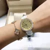 Montre de luxe diamant montre femmes montres 30mm mouvement à quartz suisse boîtier en acier fin bracelet en cuir de veau importé montres-bracelets