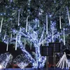 Juldekorationer år 30 50 cm LED Meteor Shower Garland Decoration Fairy Lights Solar Light Outdoor Xmas Street Navidad284L