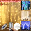 3MX3M 300DED pilot LED dźwięk muzyka aktywowany USB Curtain String + Hook Fairy Lights Y200603