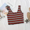Summer Striped Ribbed Women Crop Top Casual Slim Black White Sleeveless Ruched Beach Camisole W112 210526