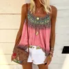 Plaża T Shirt Kobieta Letnia Kamizelka Camisole Bez Rękawów Casual Boho Print Top Plus Size Luźne Tank Topy