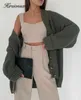 Hirsionan Cashmere z długim rękawem Sweter Kobiety Single-Breasted Samica Cardigan V Neck Soft Loose Dryted Znosić bluzy 211018