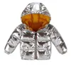 Dzieci Kurtka Zimowa Dla Dzieci Dziewczyny Srebrne Złote Czarne Chłopcy Casual Z Kapturem Płaszcz Dziecko Odzież Outwear Parka Jacket Snowsuit 211203