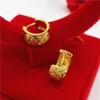 6mm Thick Carved Huggie Hoop Earrings 18k Yellow Gold Filled Classic Fashion Jewelry Gift