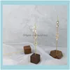 Packaging & Jewelry2Pcs Simple Walnut Beech Wood Earring Display Stand Princess Jewelry Shooti Props B Small Pouches, Bags Drop Delivery 202