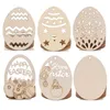 Wood Easter Egg Chick Pendant 10pcs DIY Craft Easter Decoration Creative Wooden Artware Festival Party Favors Supplies Ornament BDC21