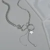 Pendant Necklaces Stainless Steel Star Buckles Necklace For Women Bead Tassel Metal Clavicle Chain Sliver Color Mirror Polished