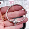 Bracciale a catena a forma di serpente con chiusura a prato di fiori di campo in argento sterling 925 adatto per bracciali e perline Pandora europei