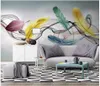 Niestandardowe fotograficzne tapety 3d murali siłowni tapety małe świeże światło luksusowe ręcznie malowane pióro linia nowoczesne minimalistyczny tło ścienne papiery