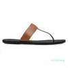 Designer Sandals Mannen Dames Leren Golden Thong Sandal Slippers Platte schoenen