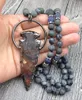 YA2887 Jaspers Stone Arrow Pendant Matte Labradorite Pyrite Lapis 8mm Beads Knot Handmade Necklace