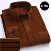 Plus Size 6XL Outono / Inverno Qualidade Morosa 100% Algodão Corduroy Botão de Mangas de Mangas Longa Colares Casual Camisas Para Homens Confortável