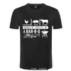 Ein Huhn Schwein Kuh Spaziergang in Barbecue BBQ Lustige T-Shirts Männer Sommer Baumwolle Harajuku Kurzarm O Hals Streetwear Schwarz T-Shirt 210706