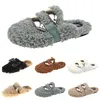 Autumn Womens Slippers Cheaper Winter Newly Metal Chain All Inclusive Wool Slipper for Women Outer Wear Plus Big Szie Muller Half Drag Shoes 35-40 262