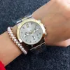 패션 브랜드 여성 소녀 크리스탈 3 다이얼 스타일 스틸 밴드 쿼츠 손목 시계 P28