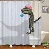 Lovely Bathing Dinosaur Print Shower Curtain Waterproof Bathroom Curtain Shower Accessories Bath Curtain180x180Cm 210609