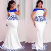 Aso Ebi Styles sirène robes de soirée avec Peplum 2022 épaule dentelle florale africaine nigériane Occasion robe de soirée de bal