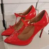 Klänningskor Ronticool Handgjorda Kvinnor T-Rem Pumpar Patent Sexig Stiletto Heel Pekad Toe Gorgeous 9 Färger Party US Plus Size 5-15