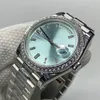 2020 Luxury Watch Bp Factory Diamond Diamond Daydate Ice Blue Dial Swiss 2836 Movimento automático 40mm Watch7568646
