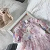 Sommer Ankunft Mädchen Mode Blumenkleid Kinder Prinzessin Schleier Kleider Kleidung 210528