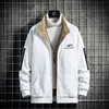 文字プリントウールのジャケットの男性のブランドの厚い暖かいコートジッパー爆撃機ストリートウェア男性ファッションS 211217