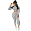Cool Girl Fall Winter Fashion Two Piece Clothes For Women Sets Solid Color Hoodies Sweatshirt Top Baggy Pants Sexy Fitness Wear 210525