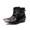 Gothic Punk Dress Cow Leather Boots For Men Casual Rivet Shoes Buckle Platform Boot Motorcycle Botas Masculinas Zapatos Hombre