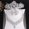 Barokke luxe kristallen kralen bruids sieraden sets tiaras kroon ketting oorbellen bruiloft Afrikaanse set 21070126804939997264