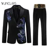 YUNCLOS AB Boyutu Erkekler Aplike Takım Elbise Parti Elbise 2 ParçalarBowtie) Smish Slim Fit Masculino Lüks Elmas Düğün Parti X0909 Suits