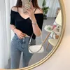 Women's T-Shirt Spring 2022 Fashion Off-shoulder Short-sleeved For Women Short Inner Sexy Bare Midriff Slim Fit Top