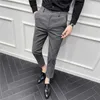 Striped Casual Pants Men Formell Business Dress Suit Pants Sommar Ankel Längd Office Socialbyxor Streetwear Trousers 210527