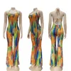 Backless Halter Jumpsuit Rompers Onepiece Clubwear Sexy Women Deep Vneck Off Shoulder Streetwear Bodycon printed Jumpsuit 201007