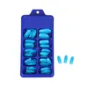 楕円形の爪の偽の爪アートサロン小さな青い箱100個の長いスタイルのフルペースト着用ソリッドカラーペインティングネイルの強化